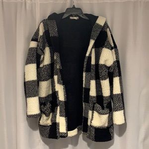 Fuzzy Plaid Cardigan